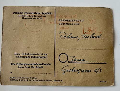 Ddr einladungskarte prüfung - ddr,